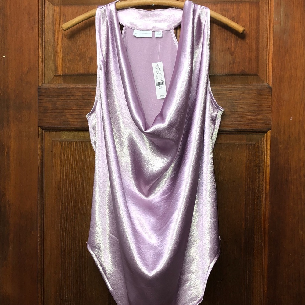 Light Purple New York & Company Cowl Neck Halter Top